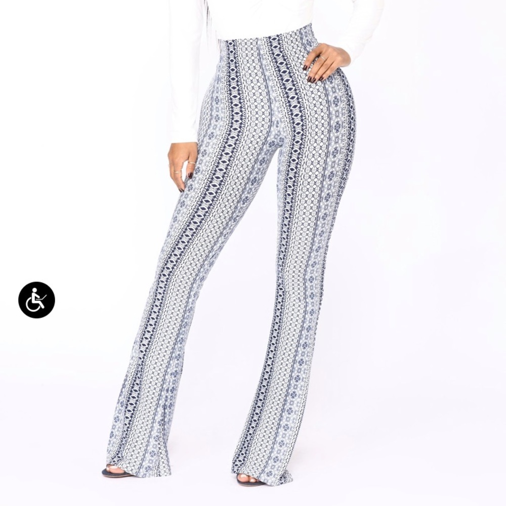 Fashion Nova High Rise Printed Flare Pants